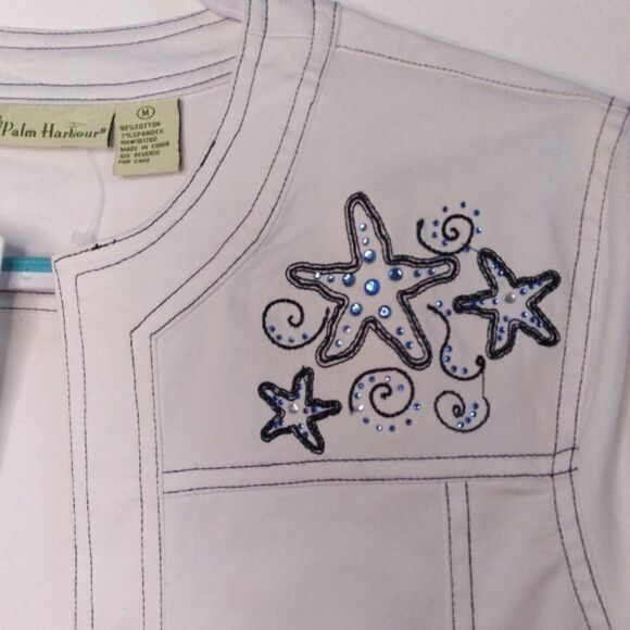 NWOT 𝅺Palm Harbour | Open Front Embroidered Starfish & Rhinestone Jacket - Picture 8 of 10